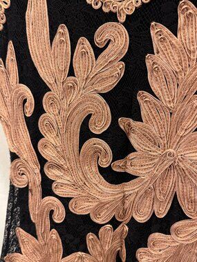 Phase Eight Tapework Lace Applique Cocktail Dress Black Blush Pink UK 10 US 6